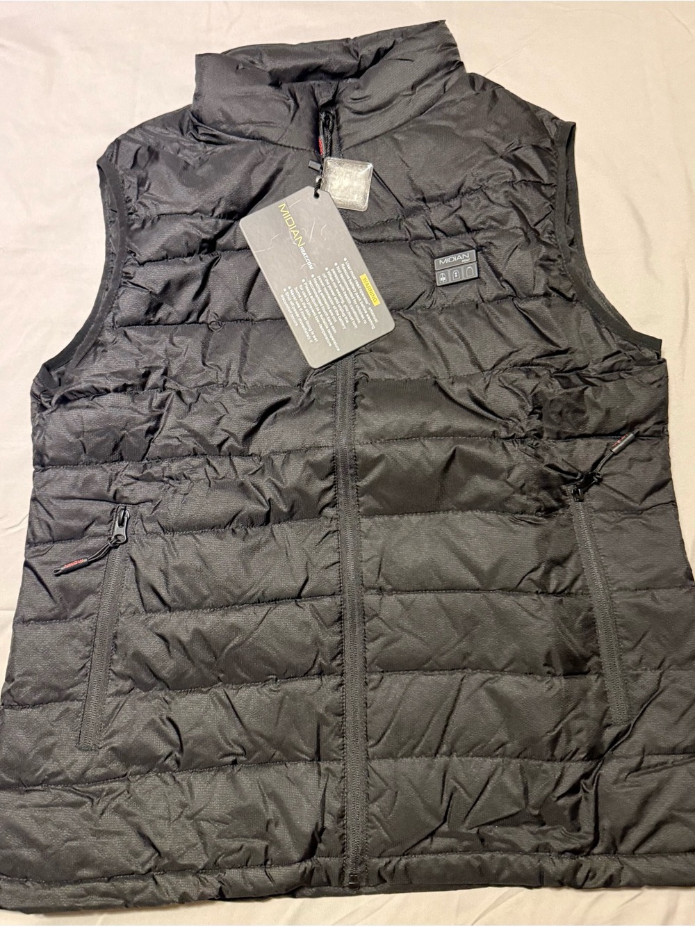 Midian Black Quilted Heated Puffer Vest - Women’s Large
